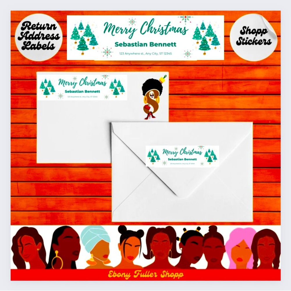 90 Christmas return address labels custom stickers.  Sticker labels custom